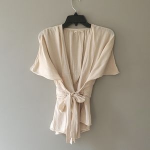 Moth Linen Wrap Top